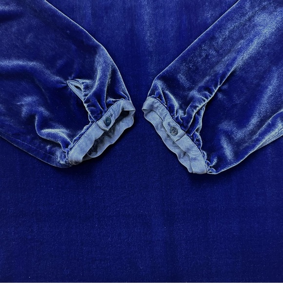 Eileen Fisher blue velour dress Medium round neck Aline silhouette long sleeve - Picture 12 of 16